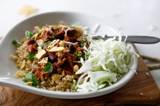 BURRITO BOWL - grass fed ground beef or lamb, Yakima Washington, Cascade Sheep & Cattle Co.